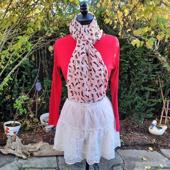 Dusty Pink Cat Print Scarf - Picture 2 of 4